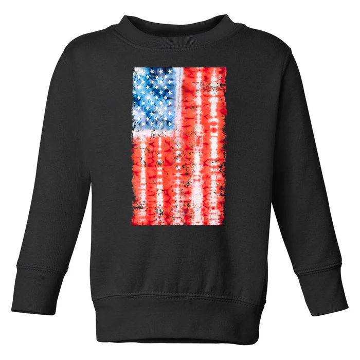 Cool Tie Dye USA American Flag Toddler Sweatshirt