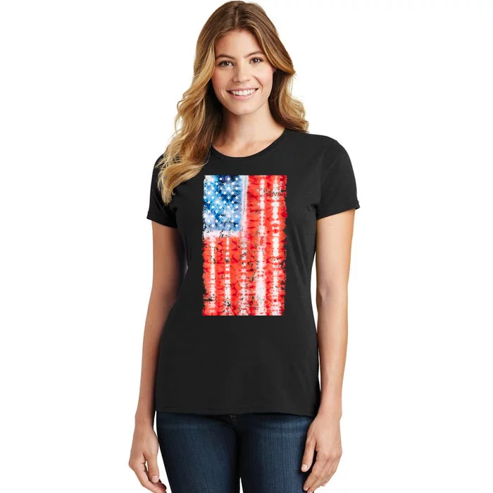 Cool Tie Dye USA American Flag Women's T-Shirt