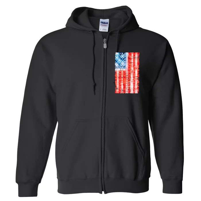 Cool Tie Dye USA American Flag Full Zip Hoodie