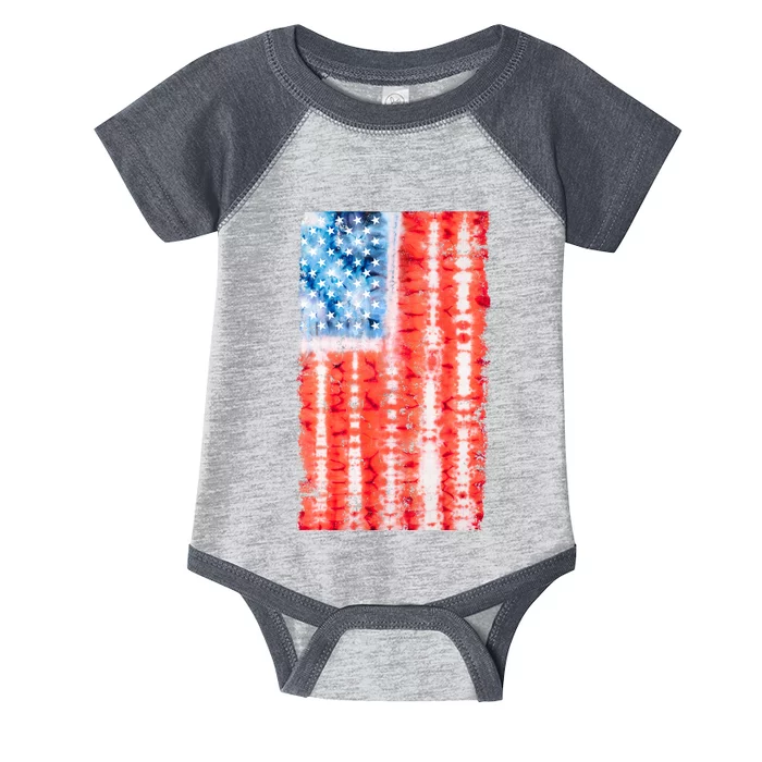 Cool Tie Dye USA American Flag Infant Baby Jersey Bodysuit