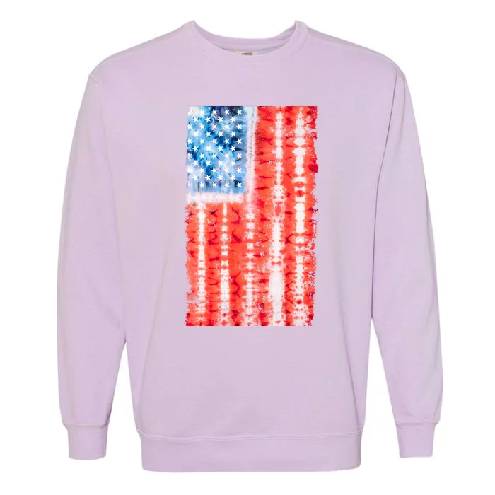 Cool Tie Dye USA American Flag Garment-Dyed Sweatshirt