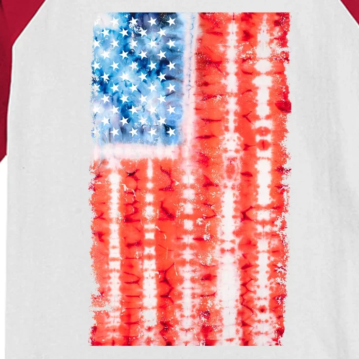 Cool Tie Dye USA American Flag Kids Colorblock Raglan Jersey