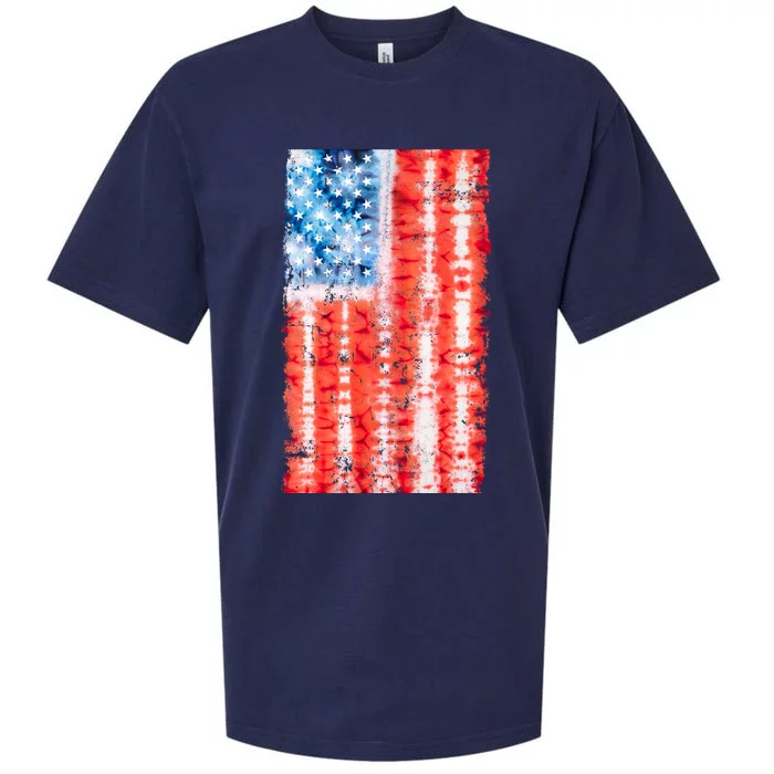 Cool Tie Dye USA American Flag Sueded Cloud Jersey T-Shirt