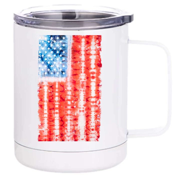 Cool Tie Dye USA American Flag Front & Back 12oz Stainless Steel Tumbler Cup