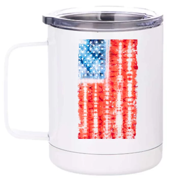 Cool Tie Dye USA American Flag Front & Back 12oz Stainless Steel Tumbler Cup