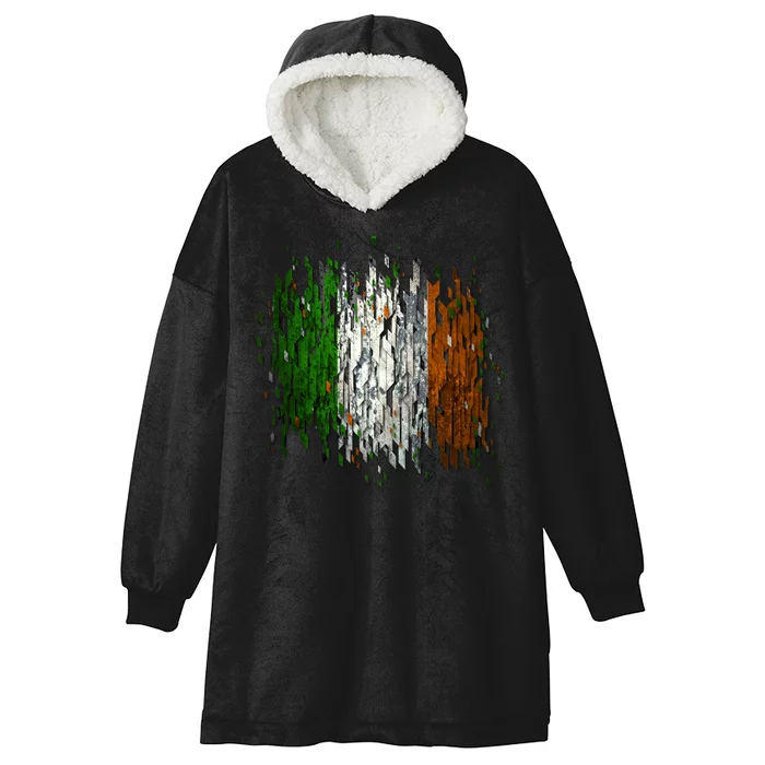 Cool Torn Irish Ireland Flag St. Patrick's Day Hooded Wearable Blanket