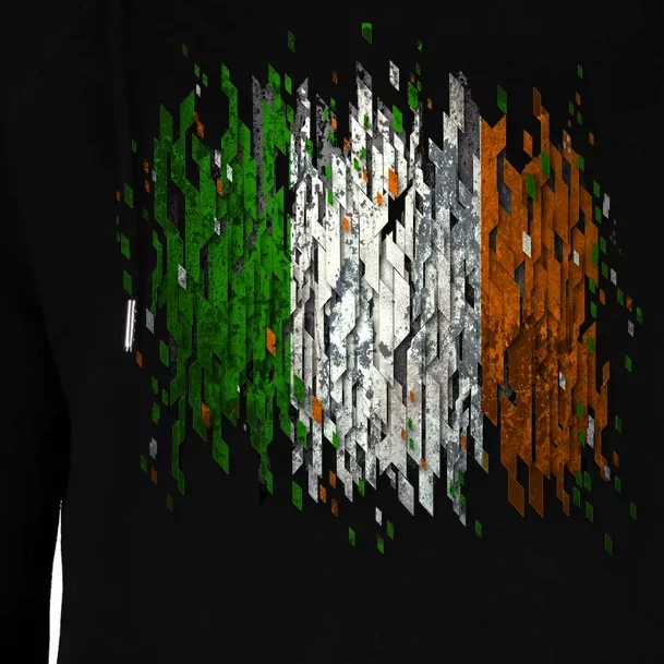 Cool Torn Irish Ireland Flag St. Patrick's Day Womens Funnel Neck Pullover Hood