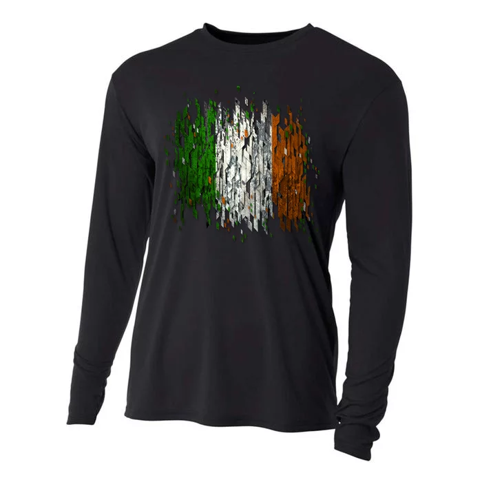 Cool Torn Irish Ireland Flag St. Patrick's Day Cooling Performance Long Sleeve Crew