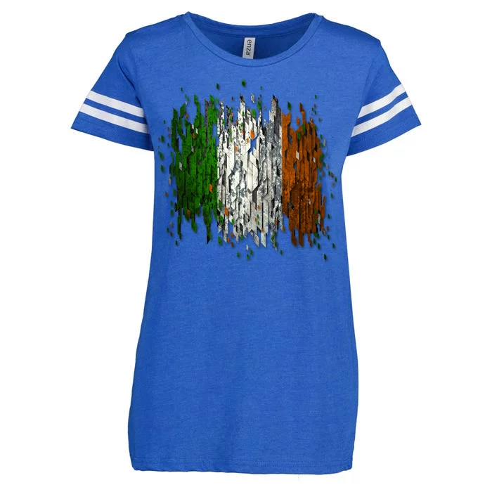 Cool Torn Irish Ireland Flag St. Patrick's Day Enza Ladies Jersey Football T-Shirt