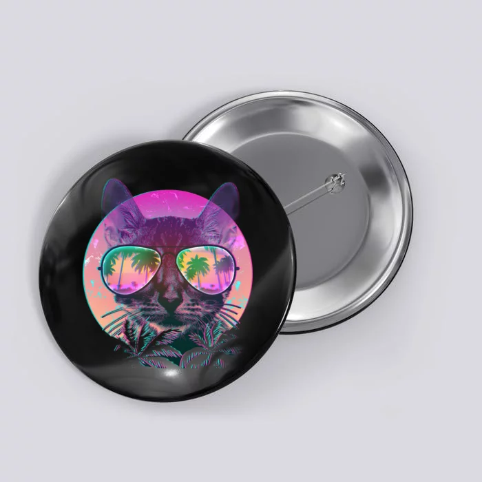 Cool Tropical Shade Cat Button