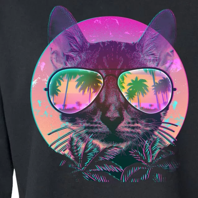 Cool Tropical Shade Cat Cropped Pullover Crew