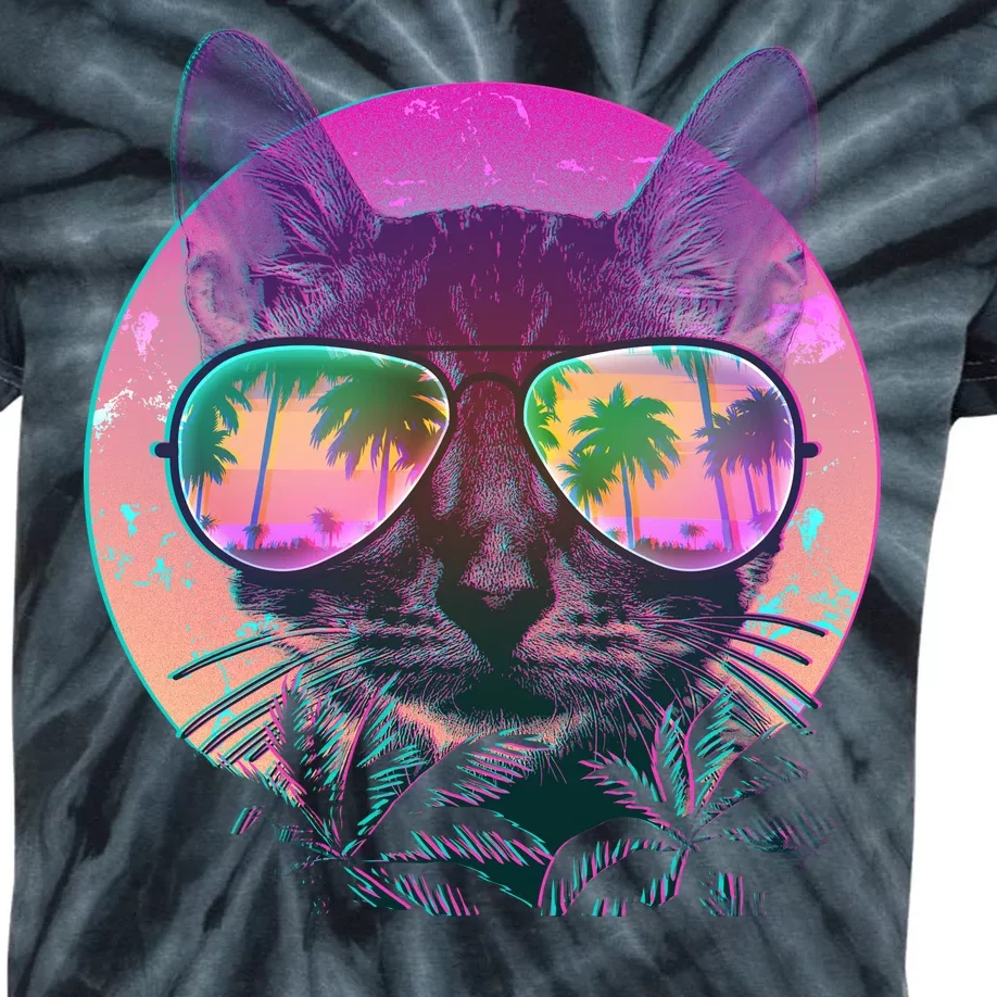 Cool Tropical Shade Cat Kids Tie-Dye T-Shirt