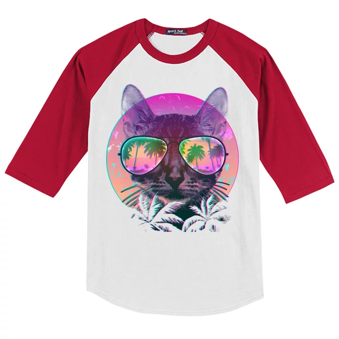 Cool Tropical Shade Cat Kids Colorblock Raglan Jersey