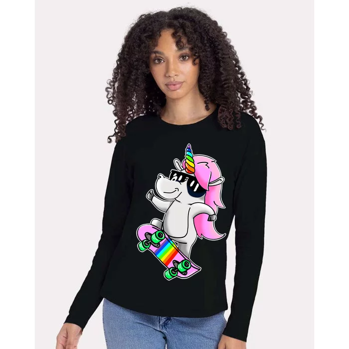 Cool Unicorn Skating Womens Cotton Relaxed Long Sleeve T-Shirt