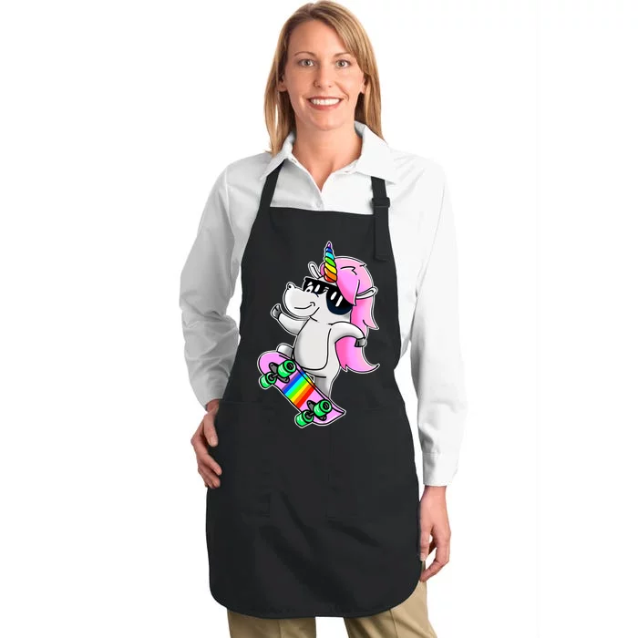 Cool Unicorn Skating Full-Length Apron With Pocket