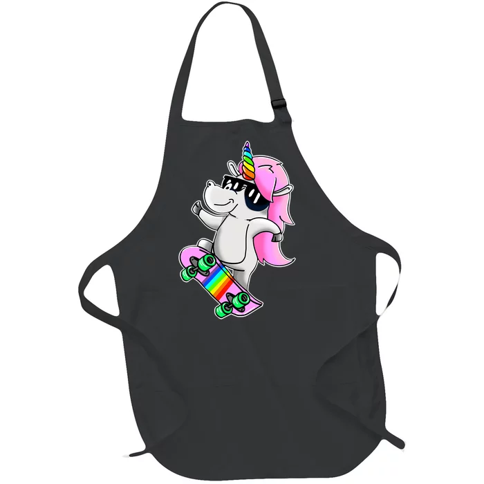 Cool Unicorn Skating Full-Length Apron With Pocket