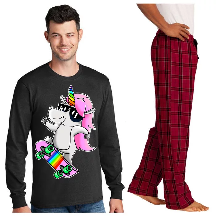 Cool Unicorn Skating Long Sleeve Pajama Set