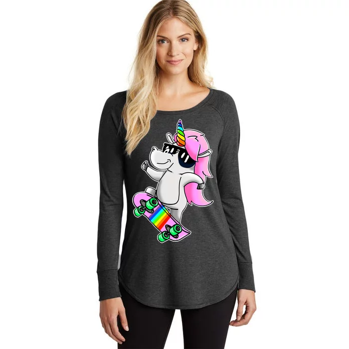 Cool Unicorn Skating Women's Perfect Tri Tunic Long Sleeve Shirt