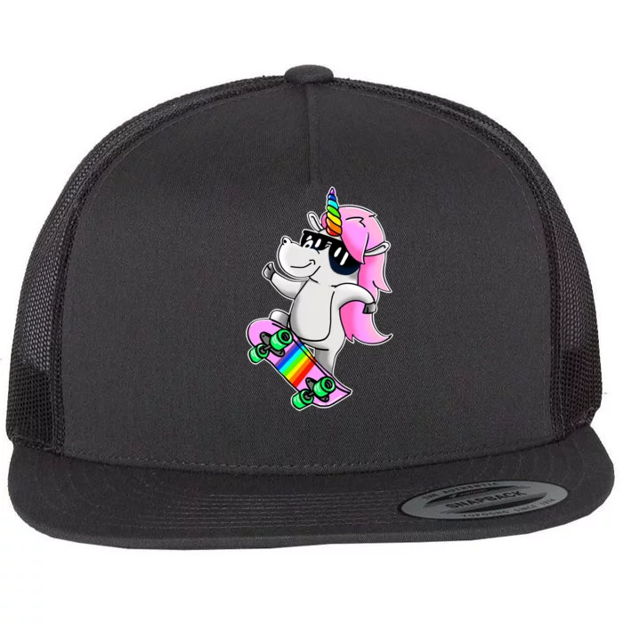 Cool Unicorn Skating Flat Bill Trucker Hat