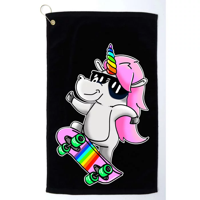 Cool Unicorn Skating Platinum Collection Golf Towel