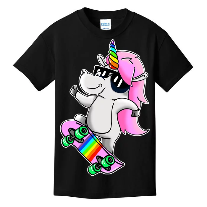 Cool Unicorn Skating Kids T-Shirt