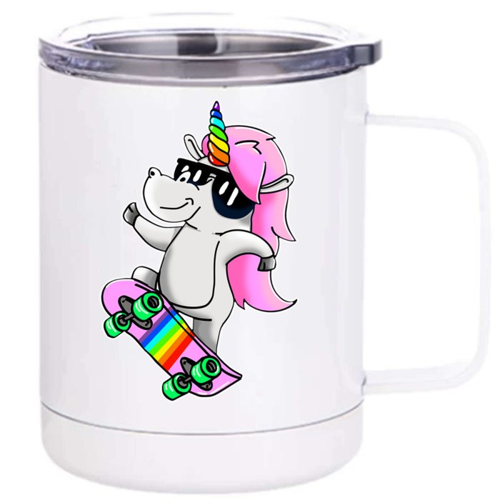 Cool Unicorn Skating Front & Back 12oz Stainless Steel Tumbler Cup