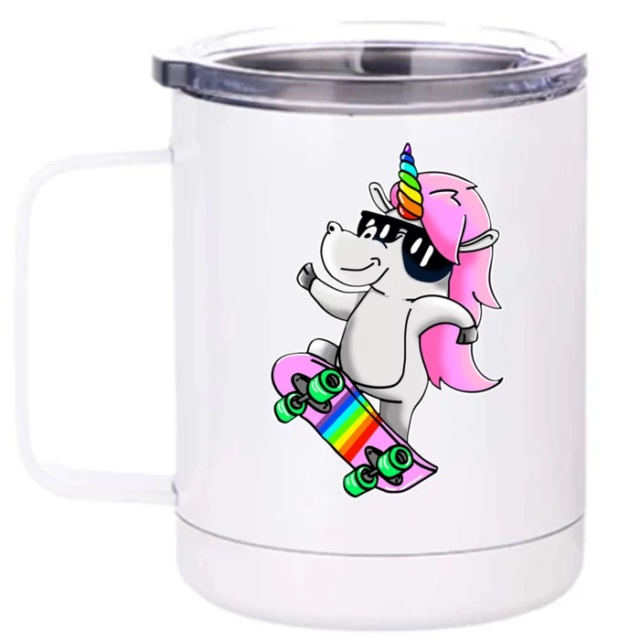 Cool Unicorn Skating Front & Back 12oz Stainless Steel Tumbler Cup