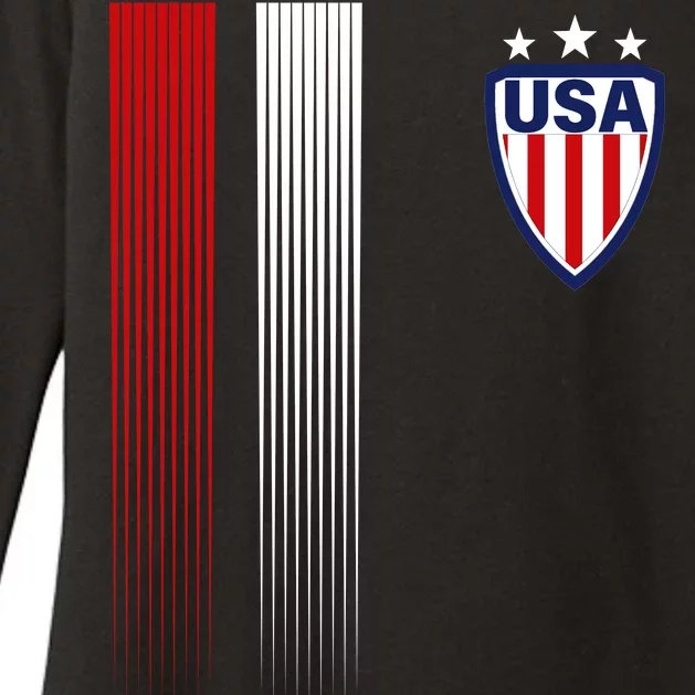 Cool USA Soccer Jersey Stripes Womens CVC Long Sleeve Shirt