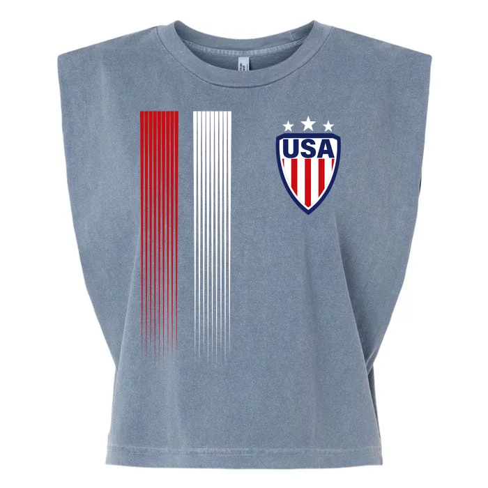 Cool USA Soccer Jersey Stripes Garment-Dyed Women's Muscle Tee