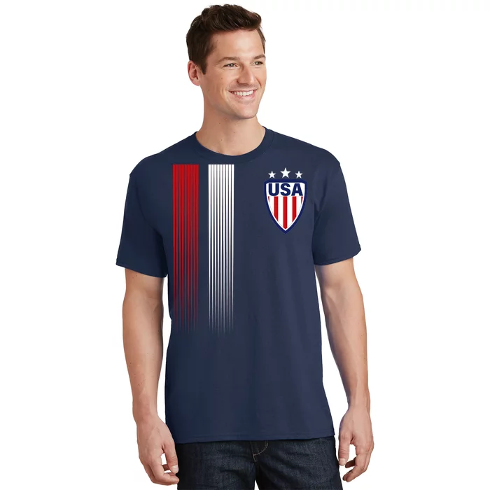 Cool USA Soccer Jersey Stripes T-Shirt