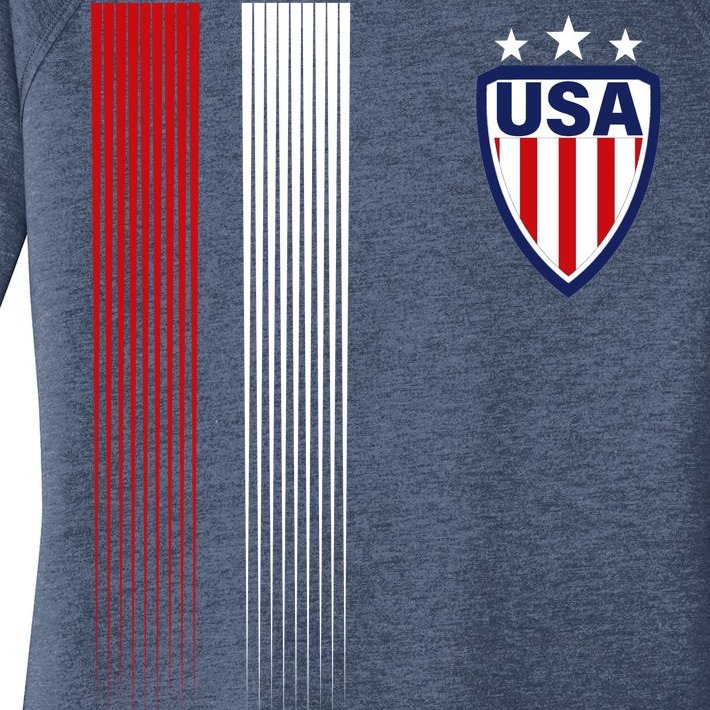 Cool USA Soccer Jersey Stripes Women’s Perfect Tri Tunic Long Sleeve Shirt