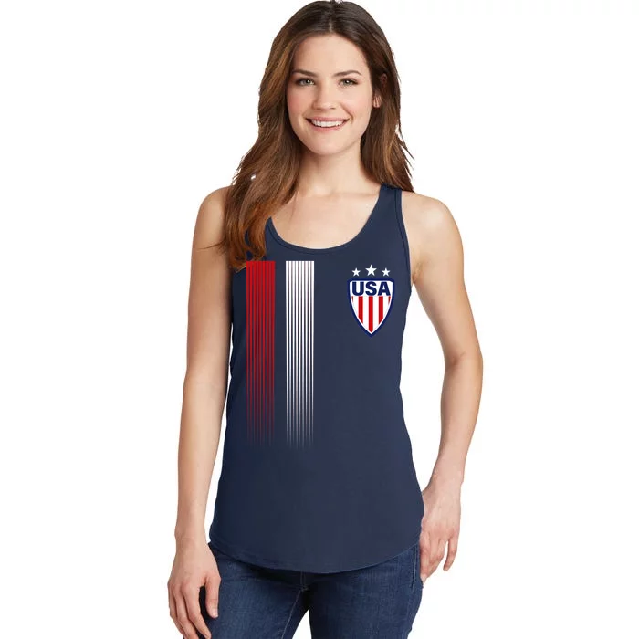 Cool USA Soccer Jersey Stripes Ladies Essential Tank