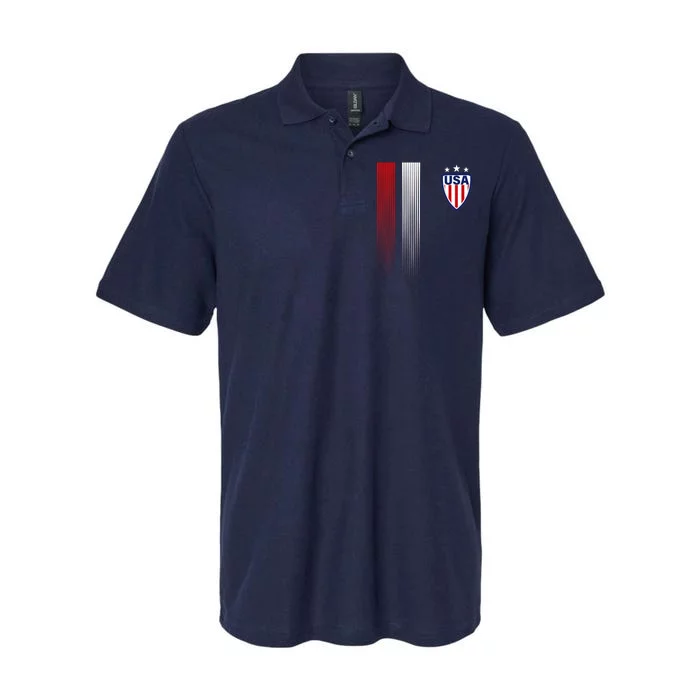 Cool USA Soccer Jersey Stripes Softstyle Adult Sport Polo