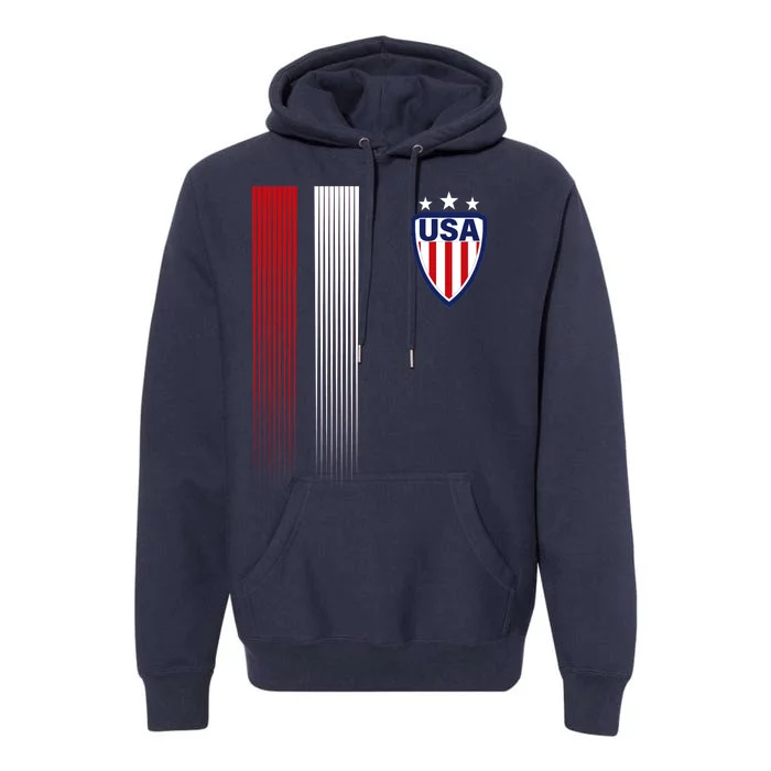 Cool USA Soccer Jersey Stripes Premium Hoodie