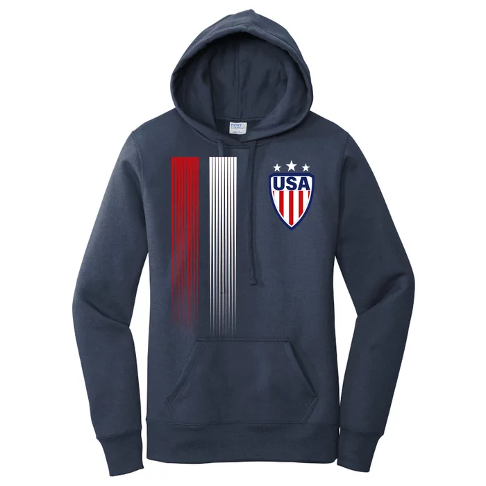 Cool USA Soccer Jersey Stripes Women's Pullover Hoodie