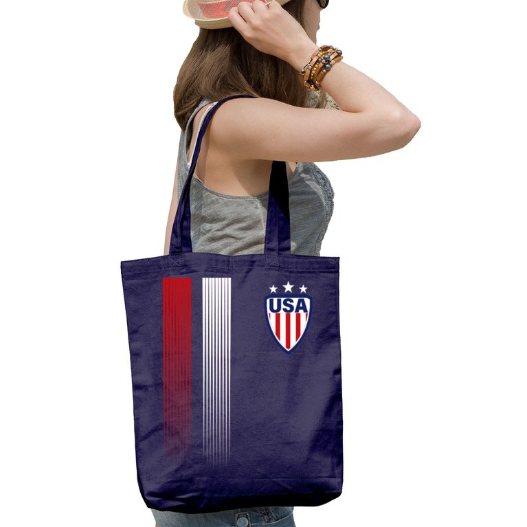 Cool USA Soccer Jersey Stripes Tote Bag