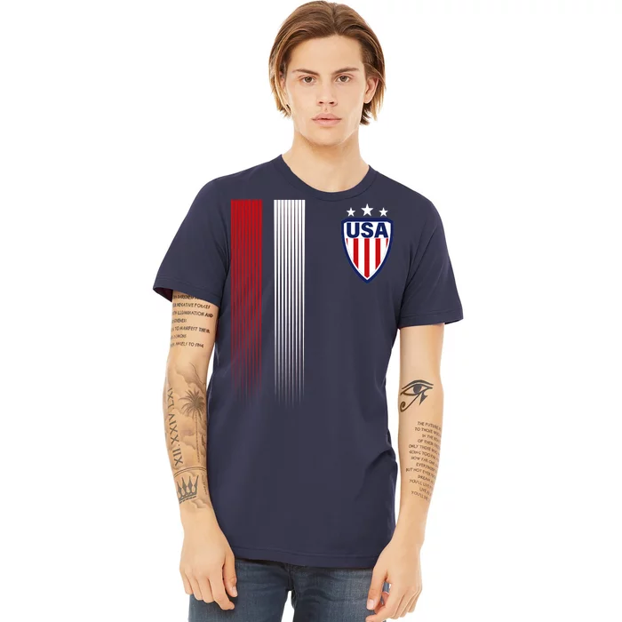Cool USA Soccer Jersey Stripes Premium T-Shirt