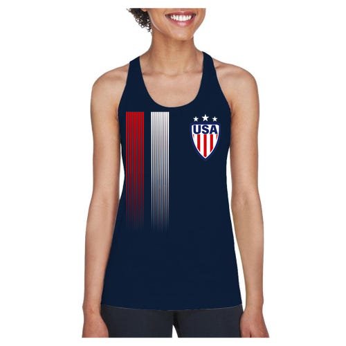 Cool USA Soccer Jersey Stripes Women's Racerback Tank