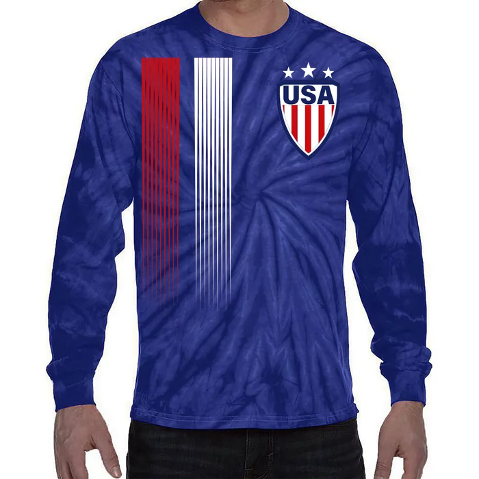 Cool USA Soccer Jersey Stripes Tie-Dye Long Sleeve Shirt