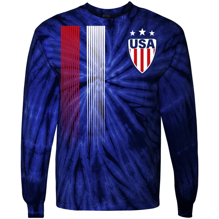Cool USA Soccer Jersey Stripes Tie-Dye Long Sleeve Shirt