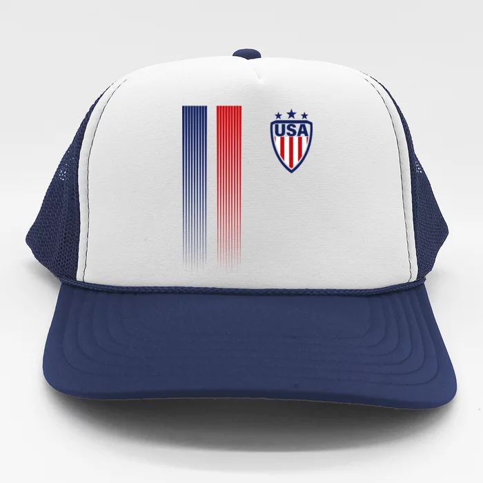 Cool USA Soccer Jersey Stripes Trucker Hat