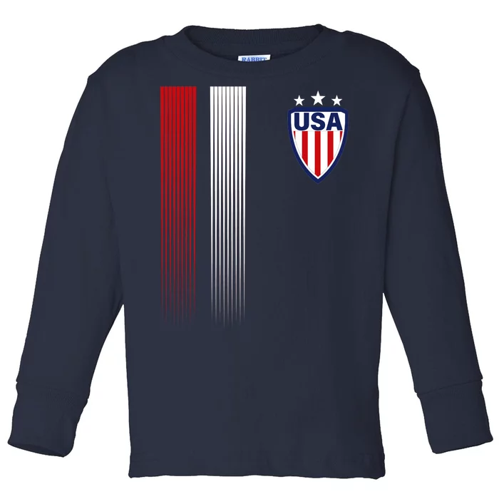 Cool USA Soccer Jersey Stripes Toddler Long Sleeve Shirt