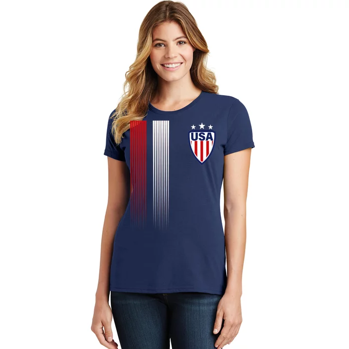 Cool USA Soccer Jersey Stripes Women's T-Shirt
