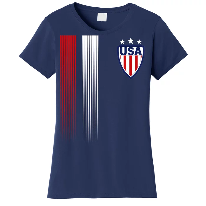 Cool USA Soccer Jersey Stripes Women's T-Shirt