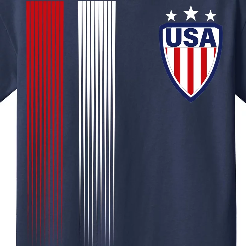 Cool USA Soccer Jersey Stripes Kids T-Shirt