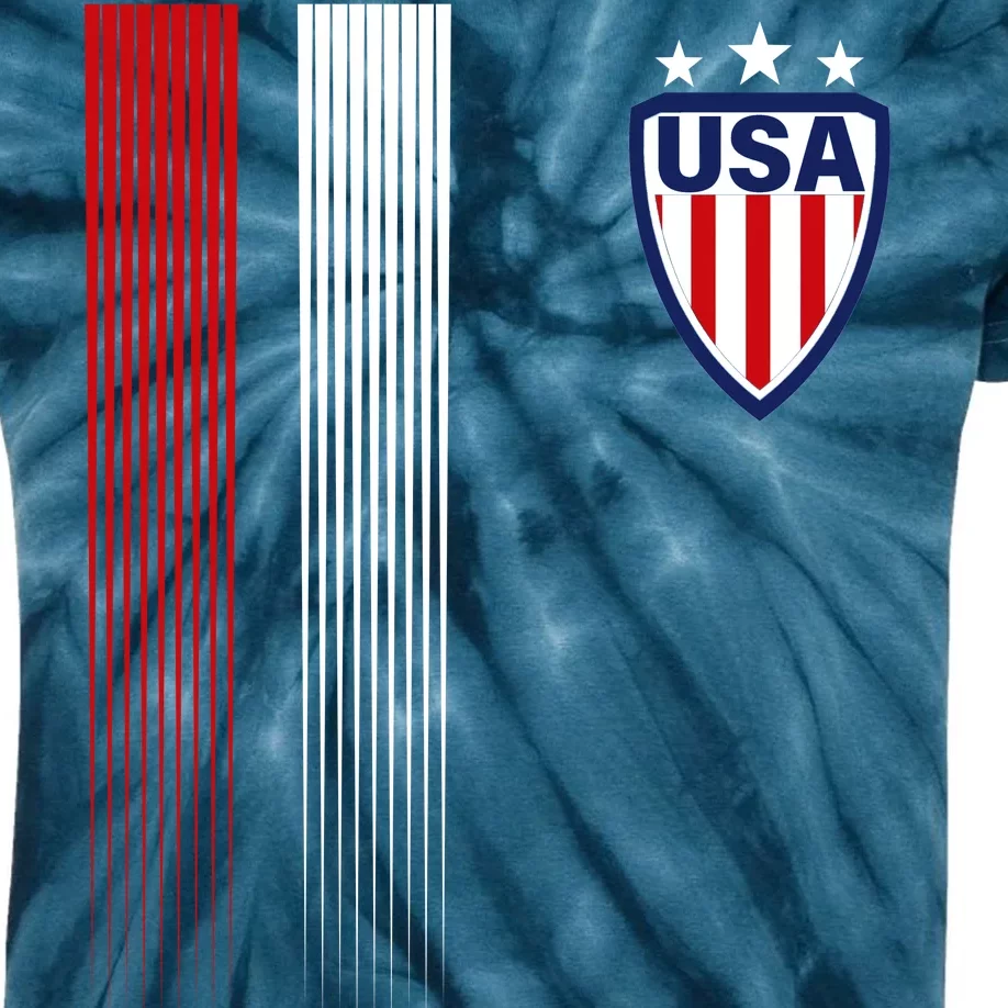 Cool USA Soccer Jersey Stripes Kids Tie-Dye T-Shirt