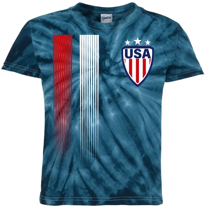 Cool USA Soccer Jersey Stripes Kids Tie-Dye T-Shirt
