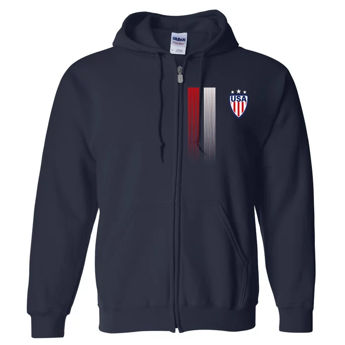 Cool USA Soccer Jersey Stripes Full Zip Hoodie