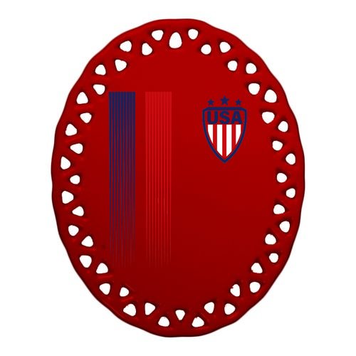 Cool USA Soccer Jersey Stripes Oval Ornament