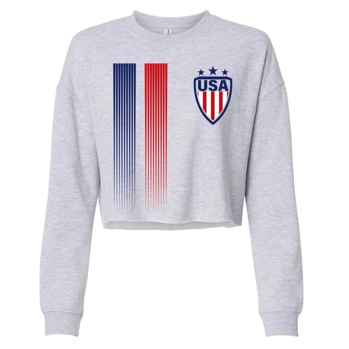 Cool USA Soccer Jersey Stripes Cropped Pullover Crew